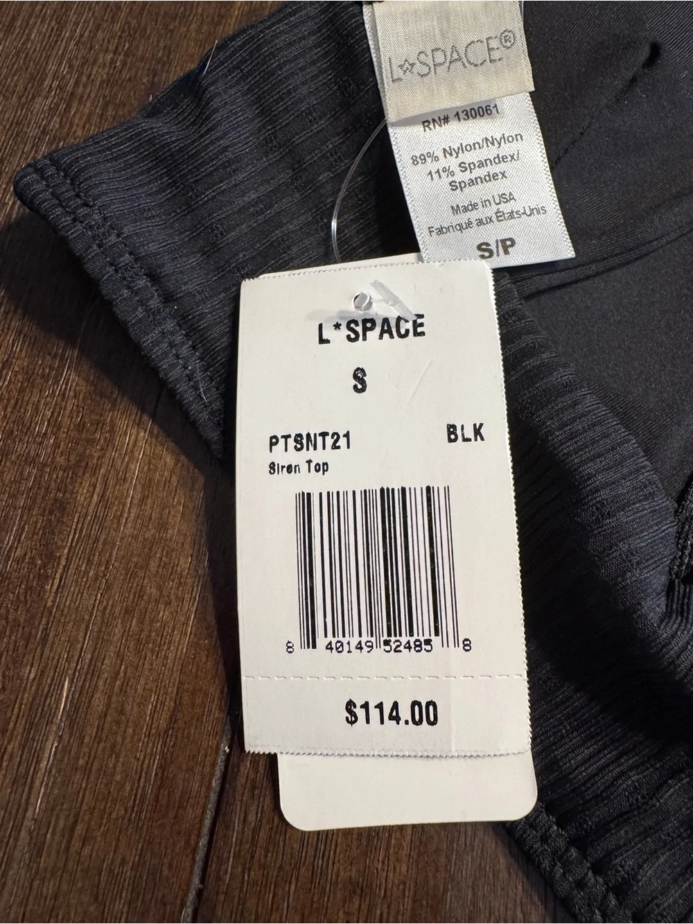 L*SPACE Siren Ribbed Bikini Top Black Size Small NWT Strappy Swim Top